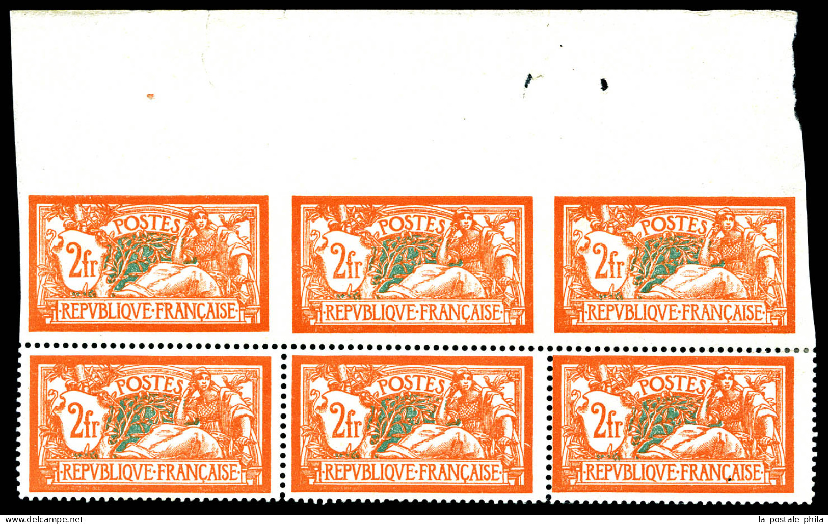 N°145g, 2F Merson, 3 Paires Non Dentelés Tenant à Dentelés, Haut De Feuille Avec Point De Repère. SUPERBE (certificat)   - Unused Stamps