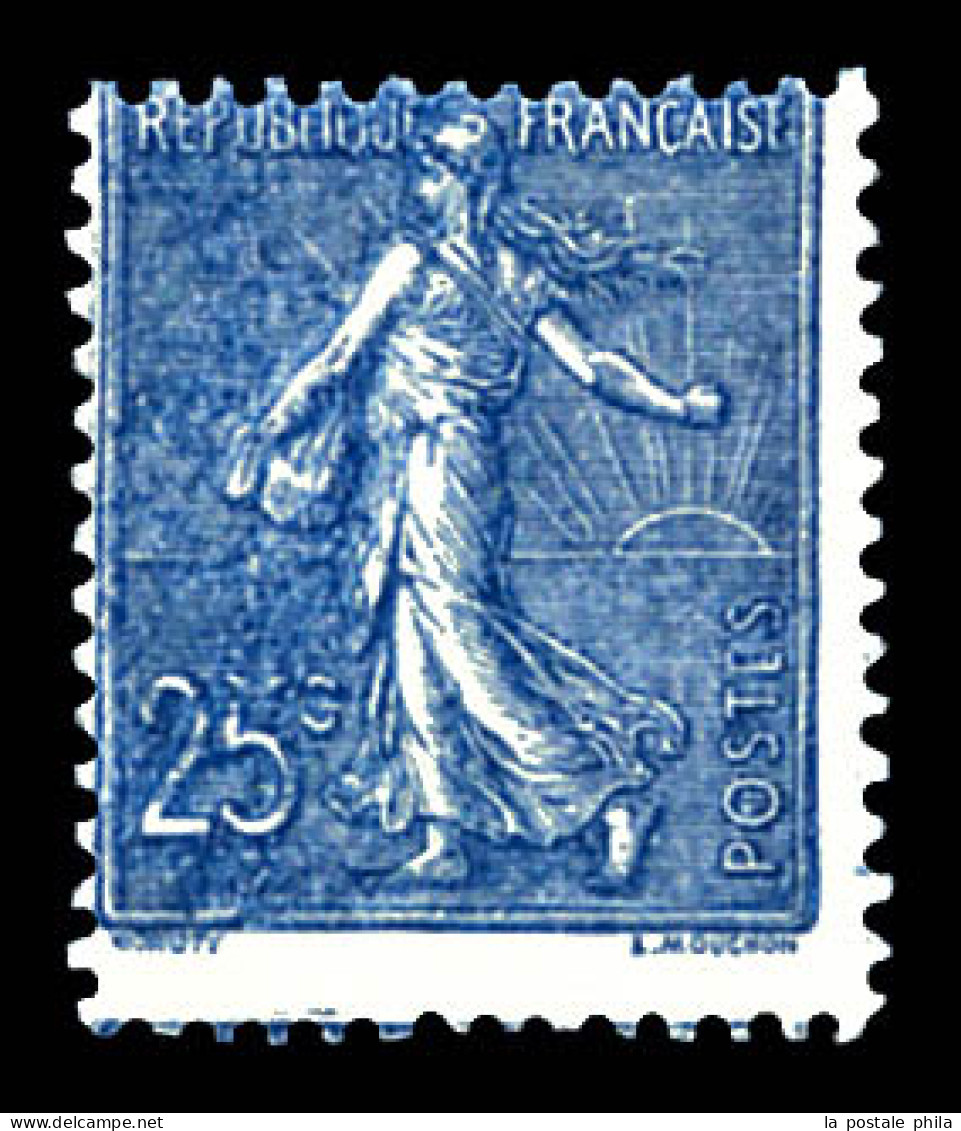 N°132, 25c Semeuse, Bleu Foncé Impression Defectueuse. TTB (certificat)  Qualité: **   - Unused Stamps