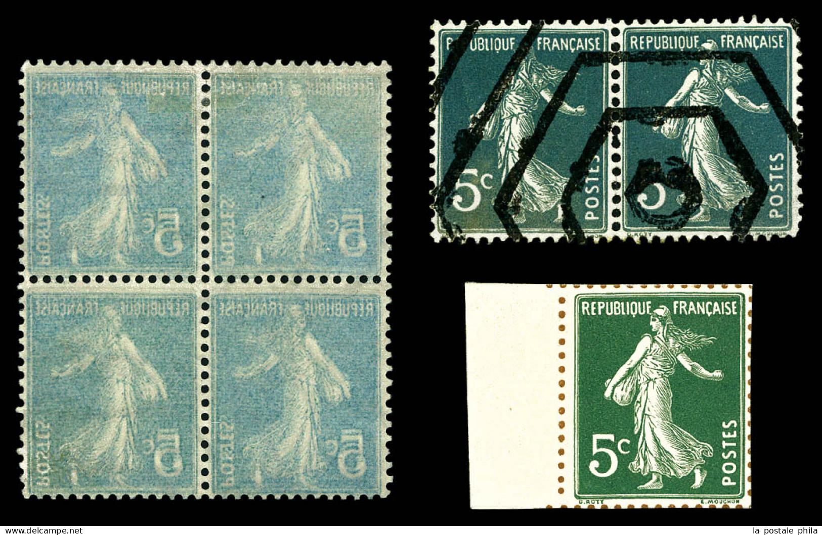 N°137, 5c Semeuse: 3 Variétés Dont Tirage Sur Bristol Dentelure Figurée Bdf, Bd4 Recto-verso Avec Annulation De Rebus. T - Unused Stamps