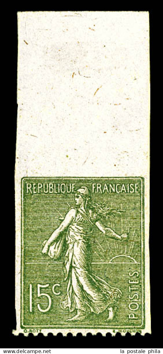 N°130, Semeuse 15c Dentelé Sur 1 Coté, Haut De Feuille, TTB  Qualité: **  Cote: 275 Euros - Unused Stamps