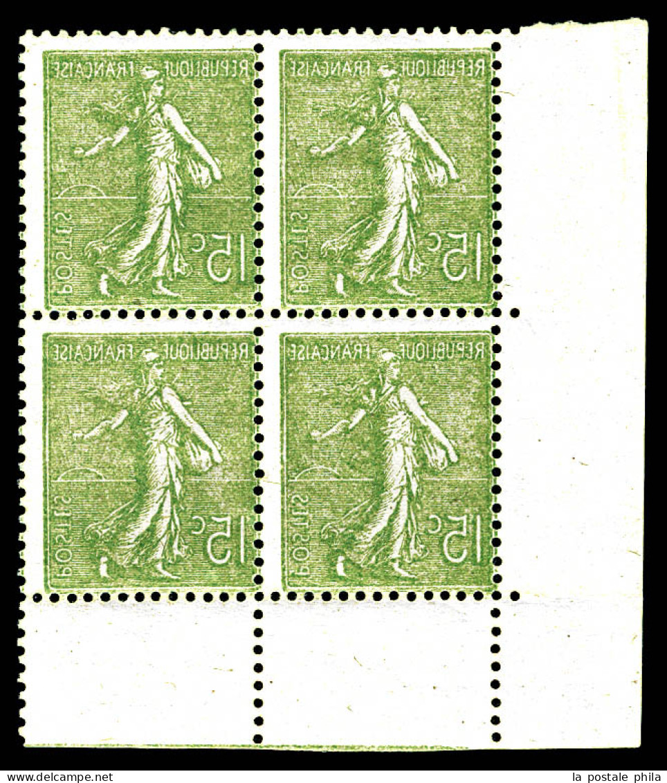 N°130h, Semeuse 15c, Impression Recto-verso En Bd4 Cdf, TB  Qualité: **  Cote: 216 Euros - Unused Stamps