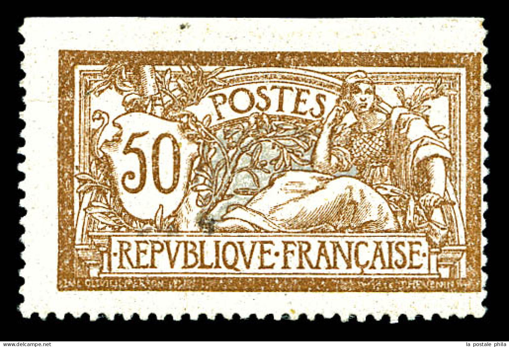 N°120d, 50c Merson, Dentelé Sur 3 Cotés. TTB (certificat)  Qualité: *  Cote: 900 Euros - Unused Stamps