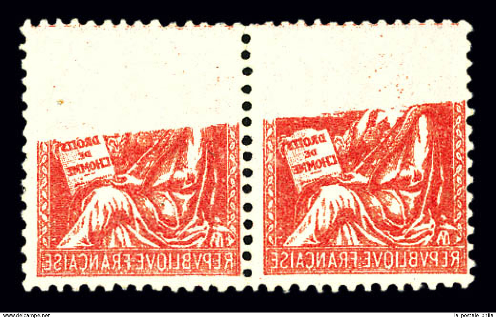 N°116b, 10c Mouchon Type II, Impression Recto-verso Sur Paire. TTB (certificat)  Qualité: **  Cote: 600 Euros - Used Stamps