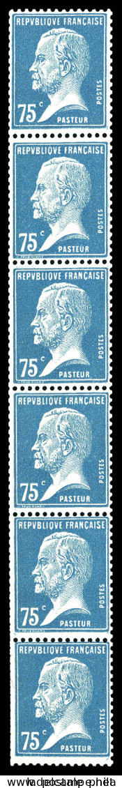 N°15, 75c Pasteur, Bande De 6 Verticale. SUP. R.R (certificat)  Qualité: **  Cote: 2500 Euros - Coil Stamps