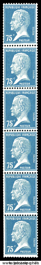 N°15, 75c Pasteur, Bande De 6 Verticale. SUP. R.R (certificat)  Qualité: **  Cote: 2500 Euros - Rollo De Sellos