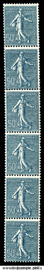 N°7, 50c Semeuse Lignée, Bande Verticale De Six N°161. TTB  Qualité: **  Cote: 525 Euros - Coil Stamps