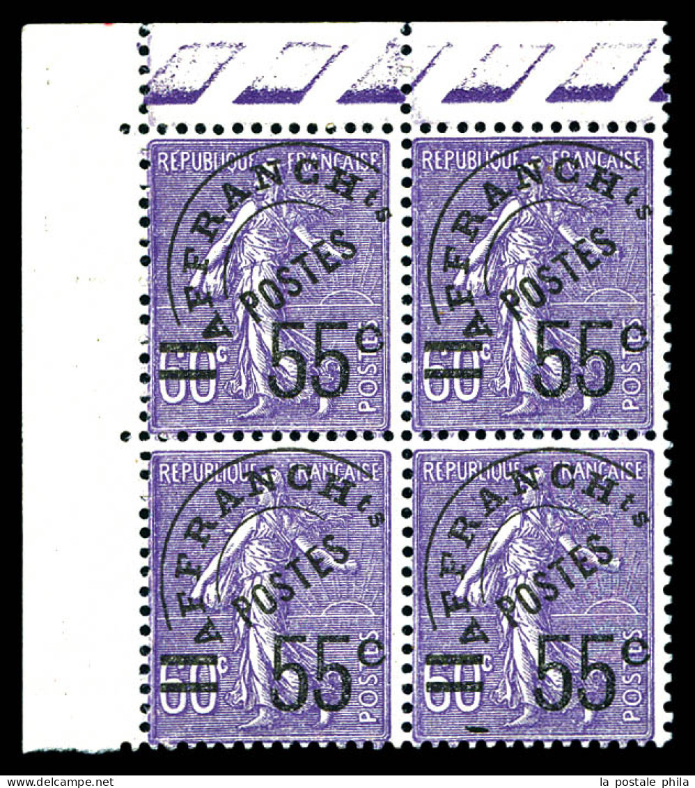 N°47, 55c Sur 60c Violet En Bloc De Quatre Cdf. SUP (certificat)  Qualité: **  Cote: 1400 Euros - 1893-1947