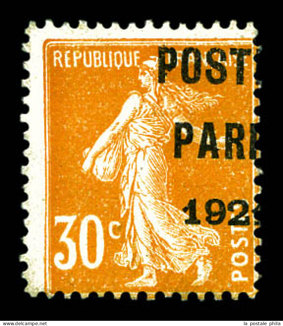 N°29, 30c Orange: Surcharge 'POSTE PARIS 1921' à Cheval, Variété Non Reférencée. SUP. R. (signé Calves/certificat)  Qual - 1893-1947