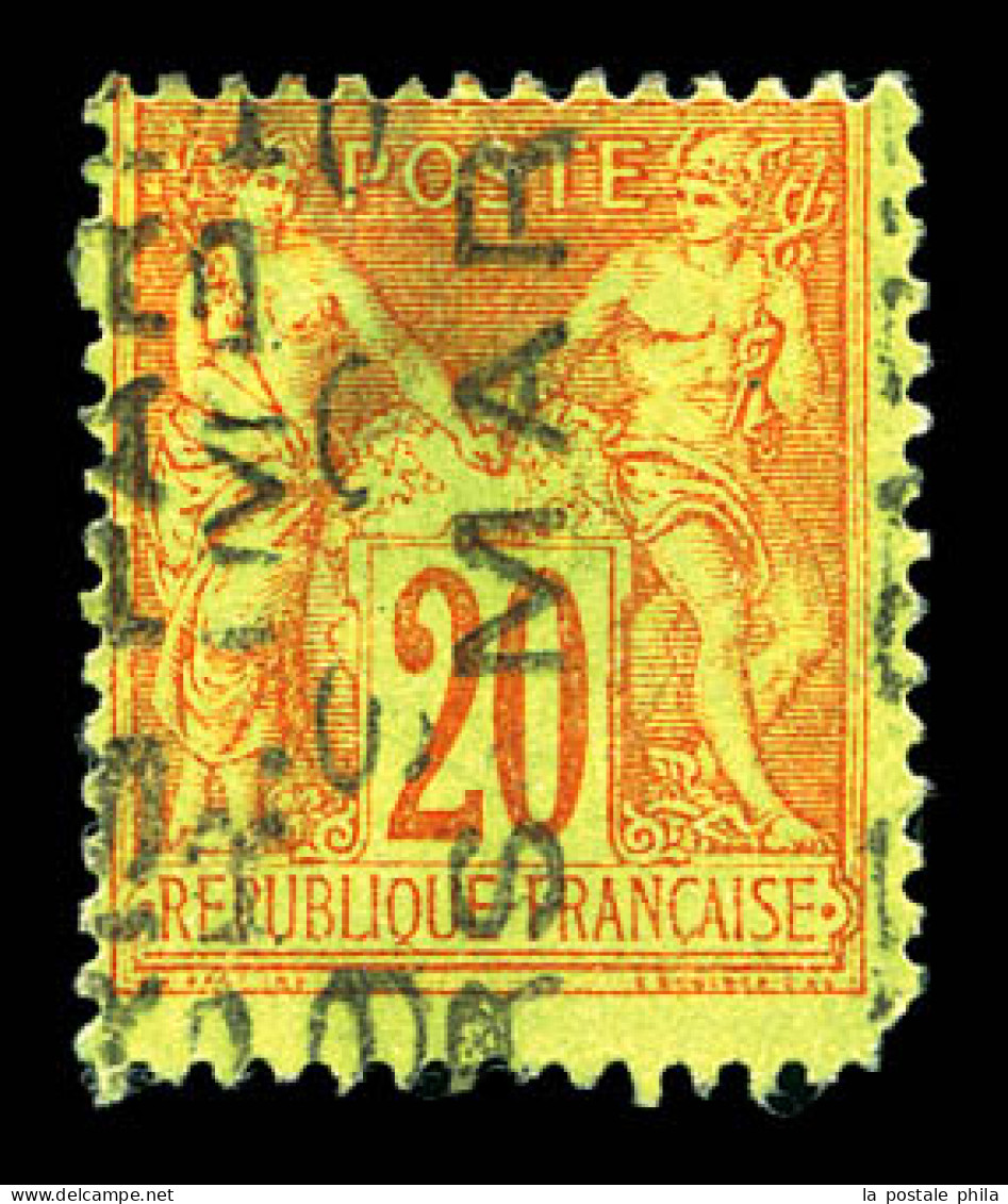 N°18, 20c Brique Sur Vert Surchargé 5 Lignes Du 9 Octobre 1893, Des Défauts (normal), Belle Présentation, TB. R.R (signé - 1893-1947