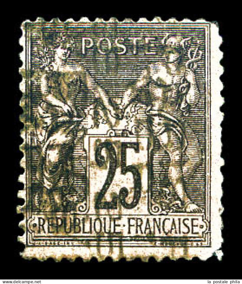 N°19, 25c Noir Sur Rose Surchargé 5 Lignes Verticalement Du 25 Novembre 1893, DOUBLE SURCHARGE PARTIELLE, Timbre De Qual - 1893-1947