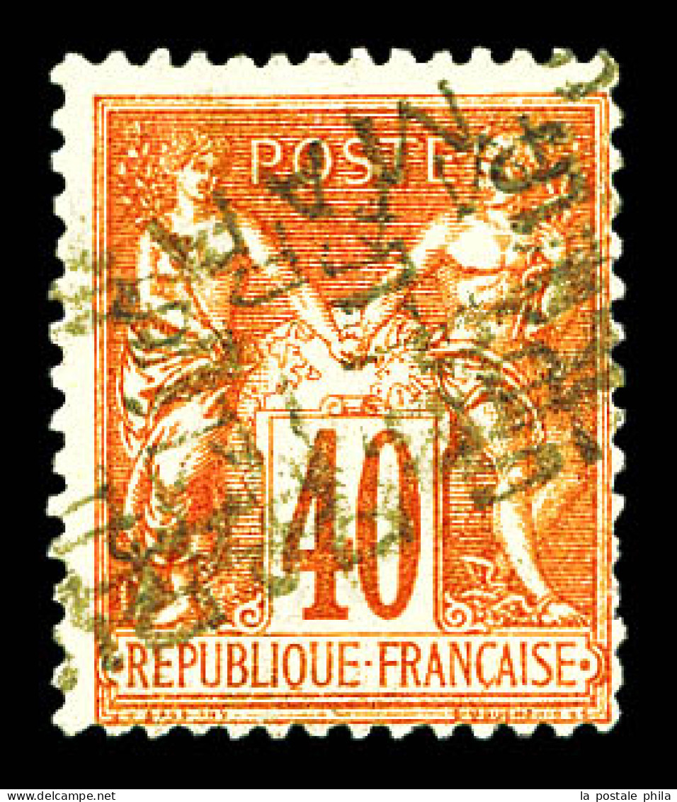 N°9, 40c Rouge-orange Sur Paille Surchargé 4 Lignes DOUBLE SURCHARGE Renversée Du 5 MARS, SEULE PIECE CONNUE. SUPERBE. R - 1893-1947