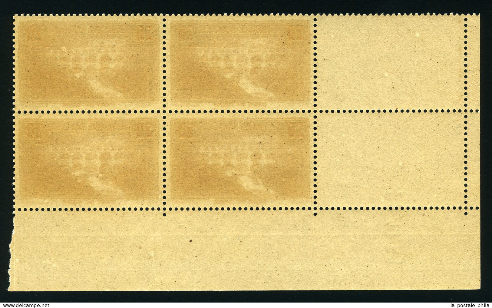 N°262b, Pont Du Gard, 20F Chaudron Clair, Rivière Blanche Type IIB, En Bloc De Quatre Coin De Feuille Daté Du 29/10/31, - 1930-1939