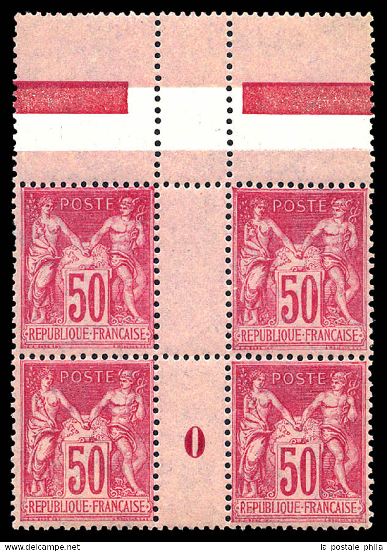 N°104, 50c Rose Type I, Bloc De 4 Haut De Feuille Millésime '0', Fraîcheur Postale. SUP (certificat)  Qualité: **   - Millésimes