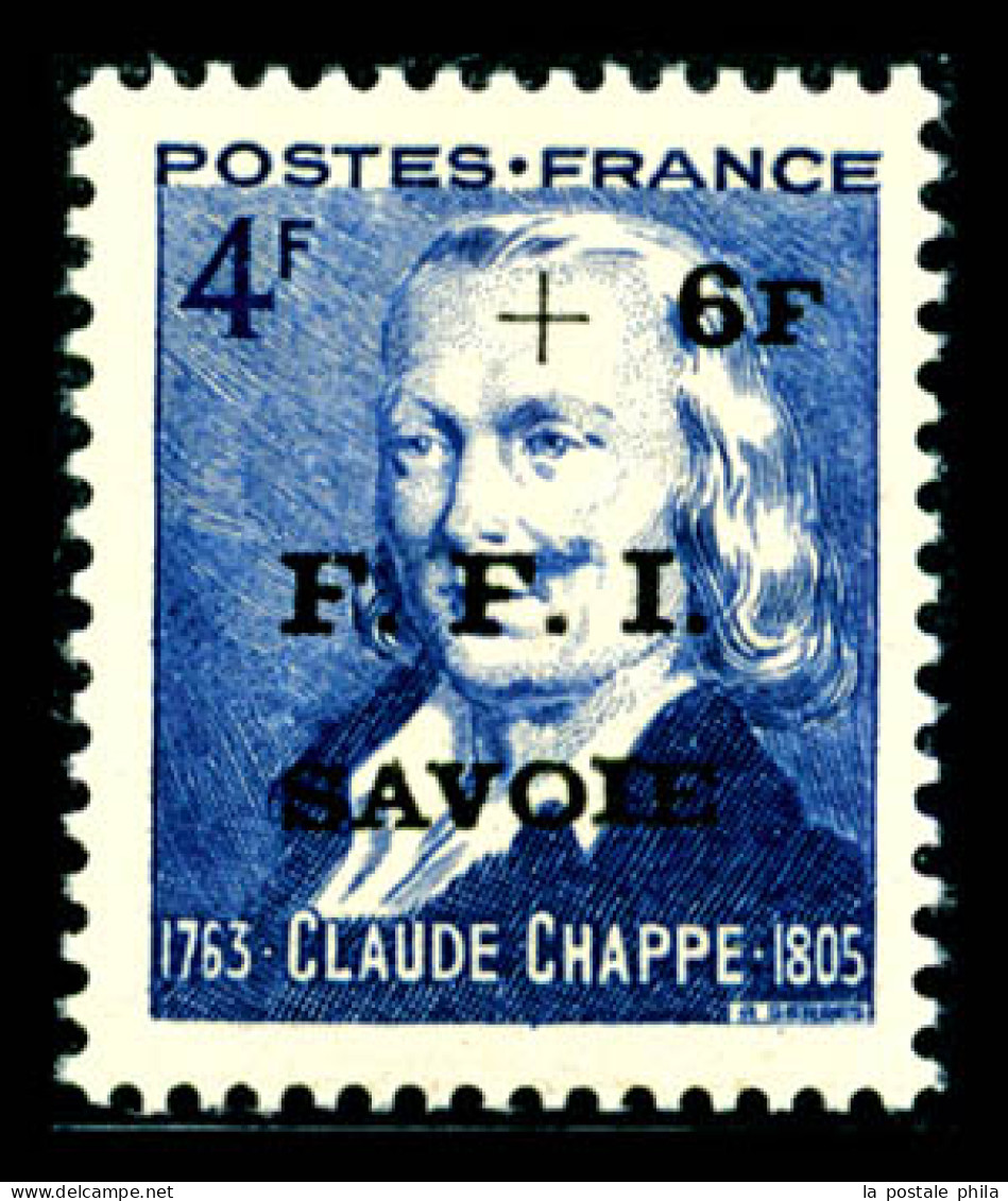 N°14C, CHAMBERY (Savoie): +6F Sur 4F Bleu, Claude Chappe, SUP (signé Scheller/certificat)  Qualité: **  Cote: 1380 Euros - Libération