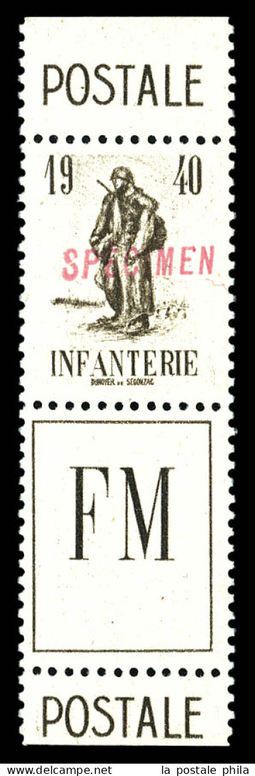 N°10A, Non émis: Infanterie, Surcharge 'SPECIMEN' En Rouge (* Sur Bdf). SUP. R (certificat)  Qualité: **   - Guerre (timbres De)
