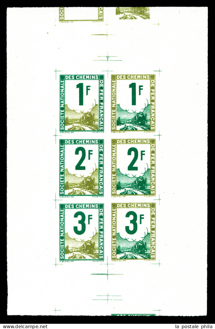 Epreuve Collective: Essais En Vert Et Olive 82 X 127 Mm Avec Amorce De Décomposition En Bordure (cadre/centre). SUPERBE. - Mint/Hinged