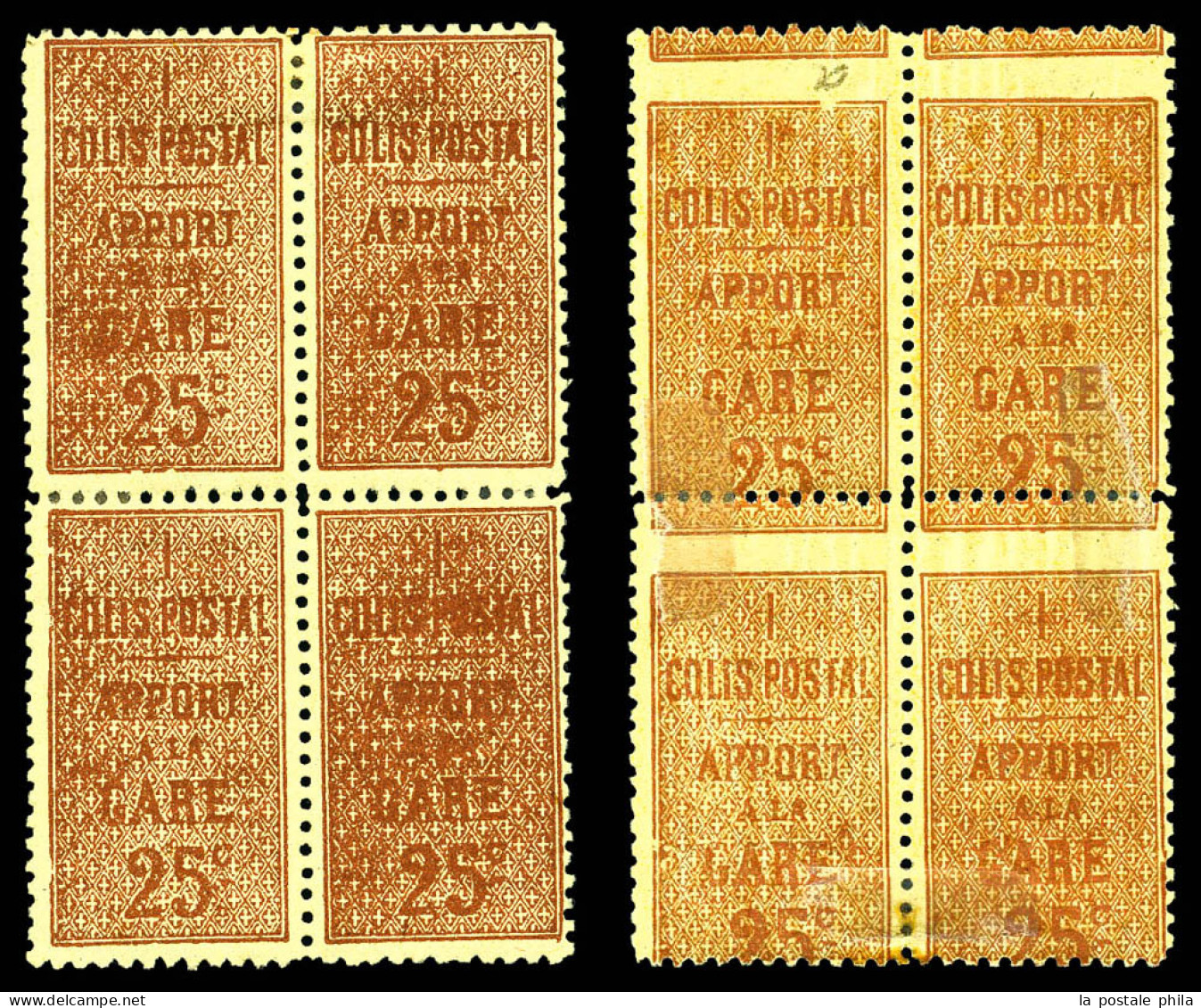 N°7, (Maury N°6a), 25c, Impression Recto Et Verso Tête-bêche En Bloc De Quatre. SUP (certificat)  Qualité: *  Cote: 1800 - Mint/Hinged