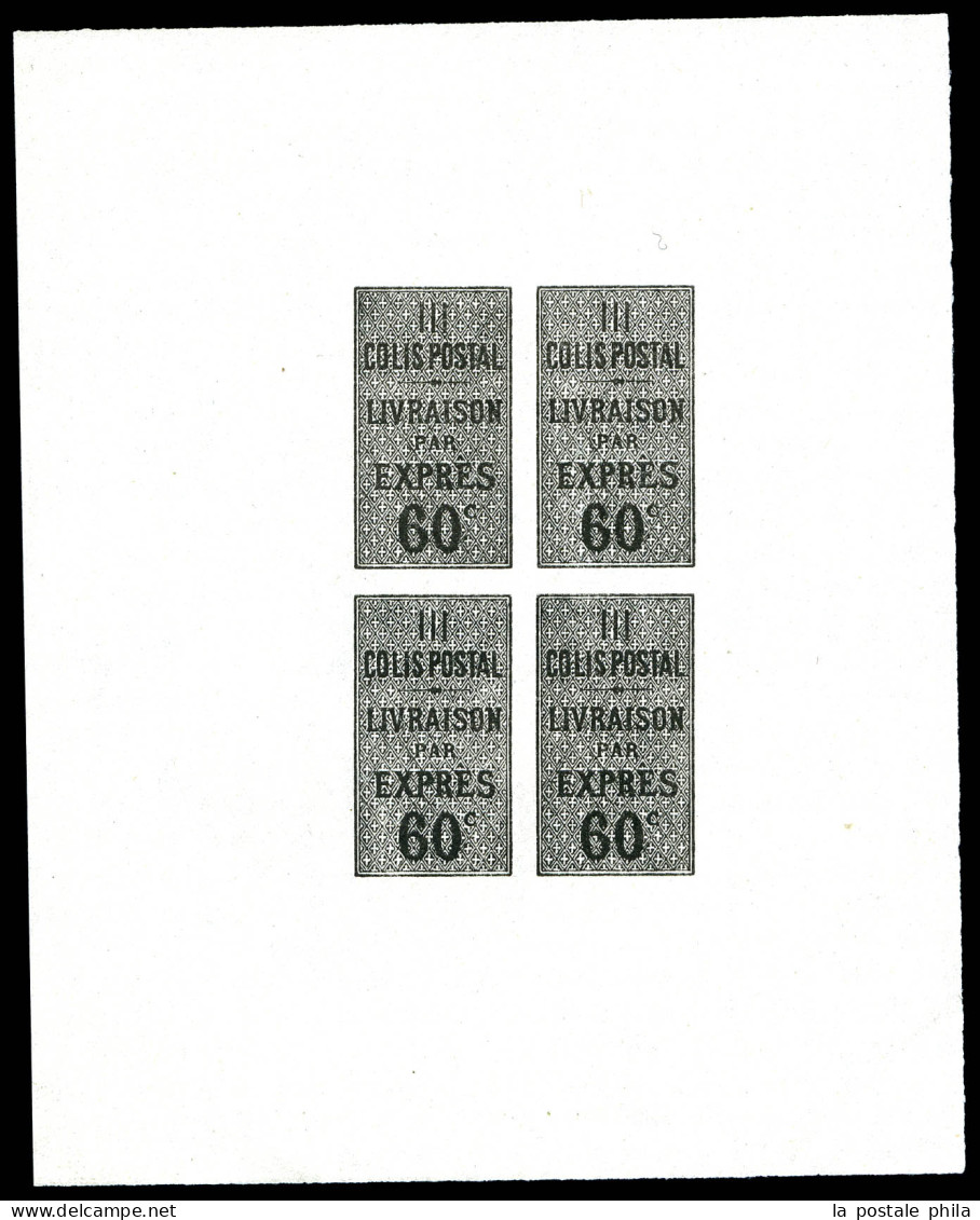 N°32, 60c Livraison Par Exprès: épreuve En Noir, Bloc De Quatre Sur Feuillet. SUP. R.R. (signé Brun/certificat)  Qualité - Mint/Hinged