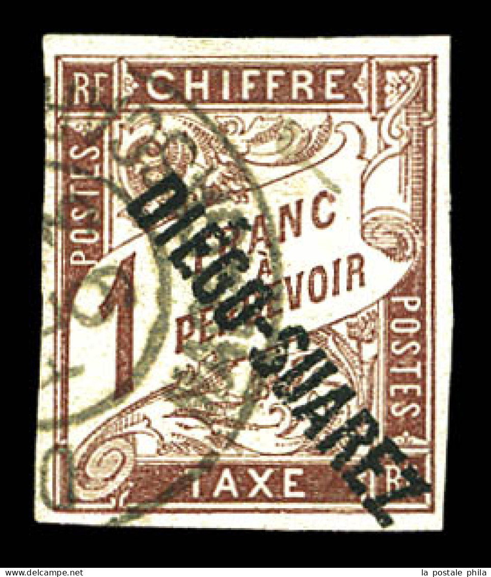 Taxe N°13, 1f Marron Oblitéré Càd. SUP. R.R. (signé Brun/certificat)  Qualité: Oblitéré  Cote: 1900 Euros - Gebruikt