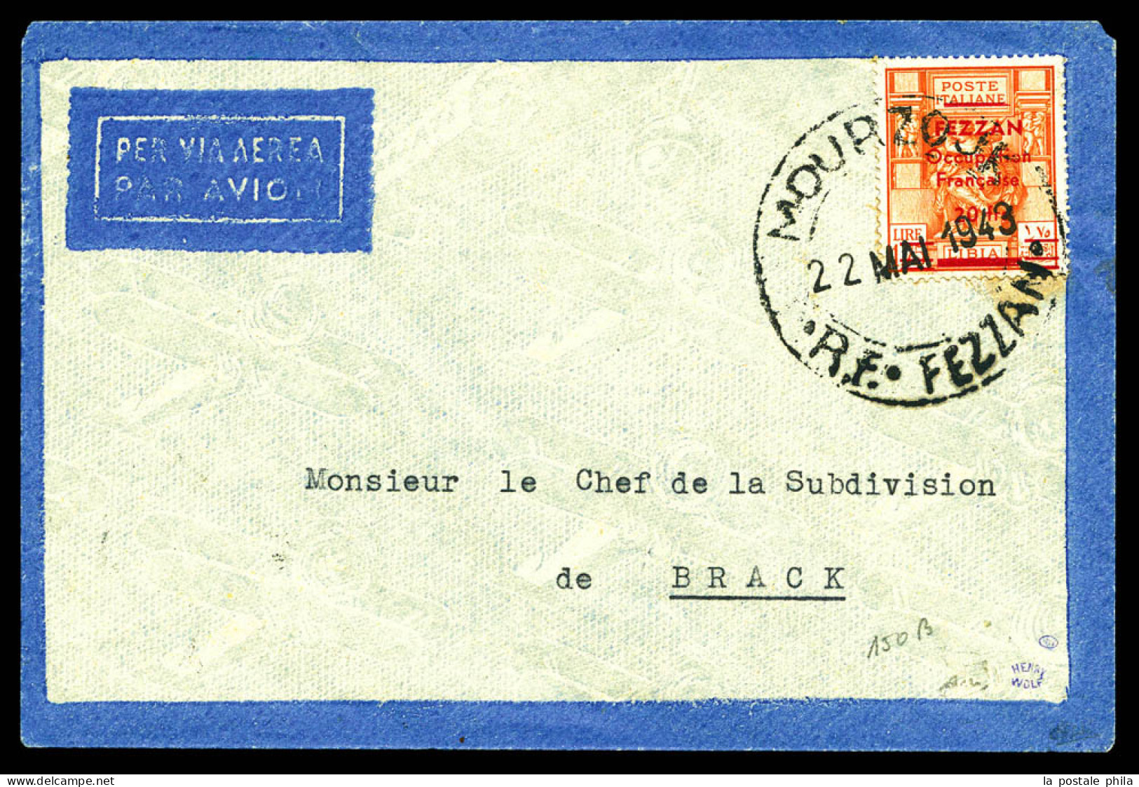 N°9, 20f Sur 1 L.75 Orange Obl Càd De MOURZOUK Le 22 Mai 1943 Sur Lettre Pour Brack, Arrivée Au Verso. SUPERBE. R.R. (si - Storia Postale