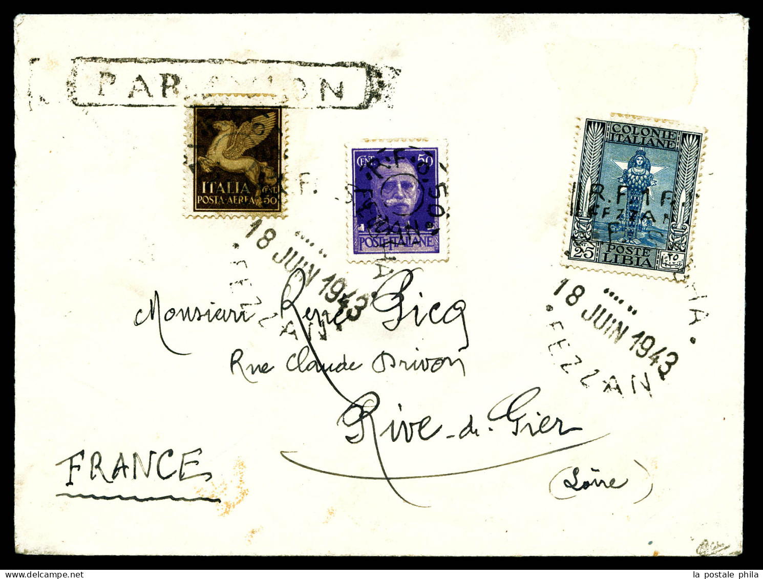 50 Sur 50c Violet (N°18), 1F Sur 25c Bleu Et Outremer (N°19) Et 50c Sur 50c Sépia (PA 3) Sur Lettre De Sebha Les 18 Juin - Lettres & Documents