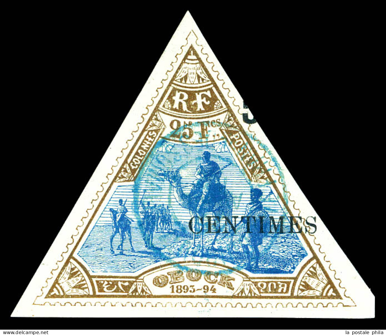 N°35a, 5c Sur 25f Bistre Et Bleu: Surcharge Sans Le '5'. SUP (signé Baudot/certificat)  Qualité: Oblitéré  Cote: 2300 Eu - Used Stamps