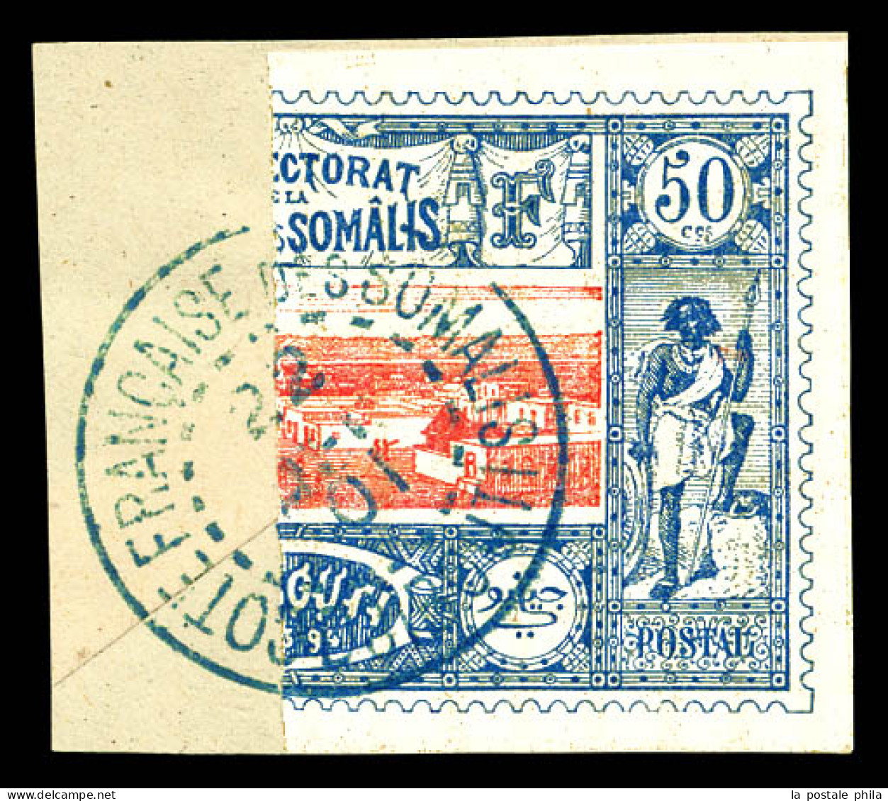N°15c, 50c Bleu Et Rose, Timbre Coupé Sur Fragment. TTB (certificat)  Qualité: Oblitéré  Cote: 400 Euros - Used Stamps
