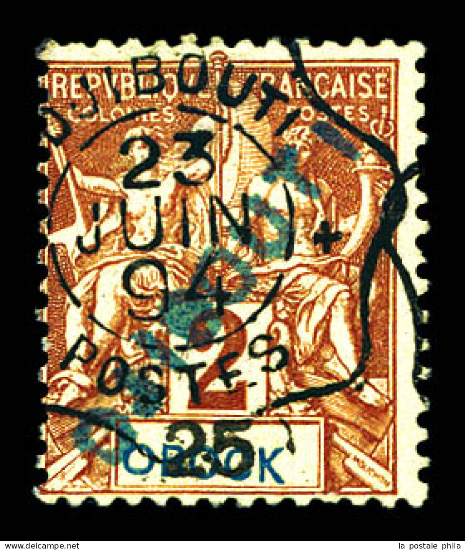 N°2, 25c Sur 2c Lilas-brun Sur Paille, TTB (signé Brun)  Qualité: Oblitéré  Cote: 350 Euros - Used Stamps