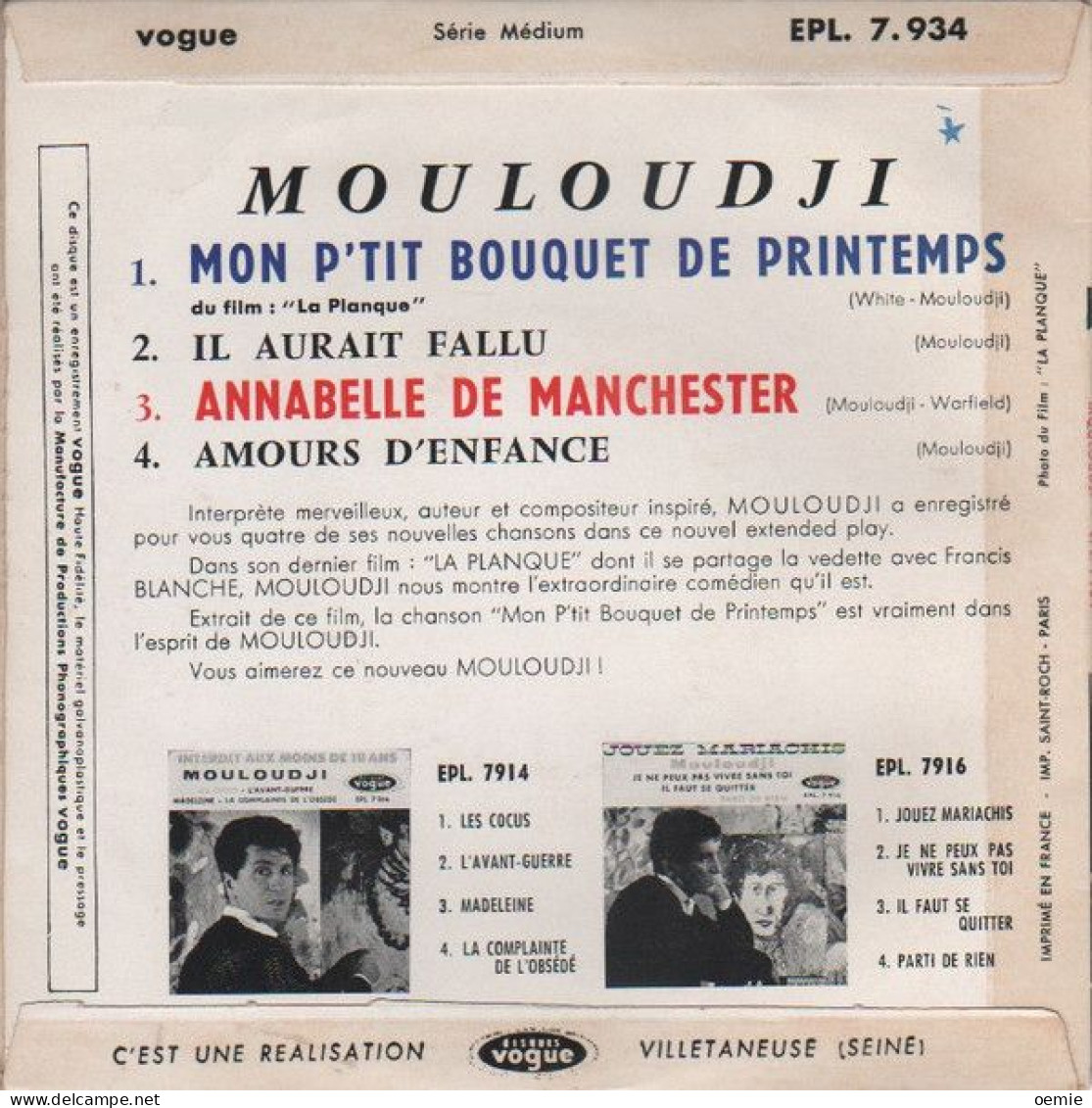 MOULOUDJI  LA PLANQUE   MON P'TIT BOUQUET DE PRINTEMPS - Soundtracks, Film Music