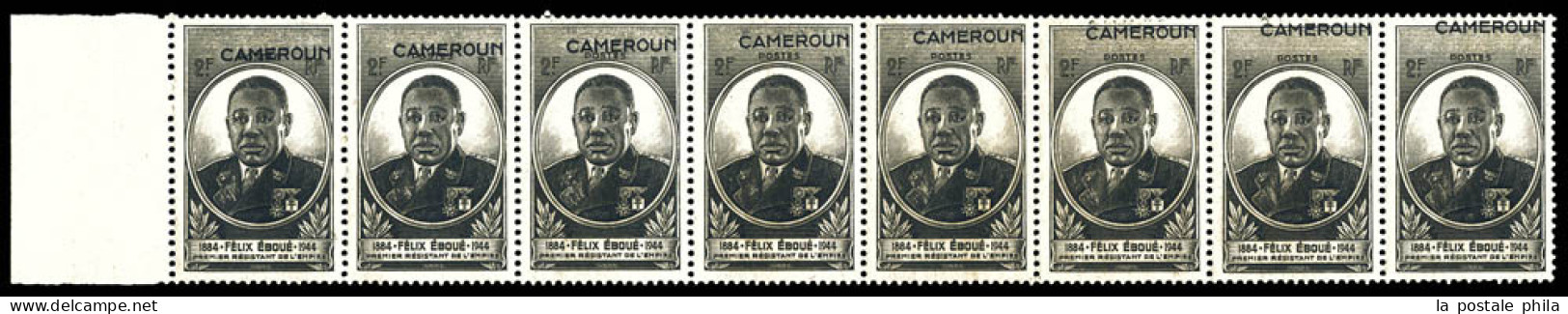 N°274, 2f Noir: Surcharge CAMEROUN Déplacée Sur Bande De 8 Bdf. TB  Qualité: **   - Unused Stamps