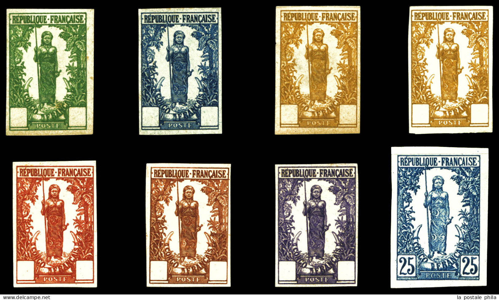 Type Femme Bakalois: 8 Essais Non Dentelée SANS FOND, Dont 7 Sans La Valeur Et Une Avec Valeur. TTB (certificat)  Qualit - Unused Stamps