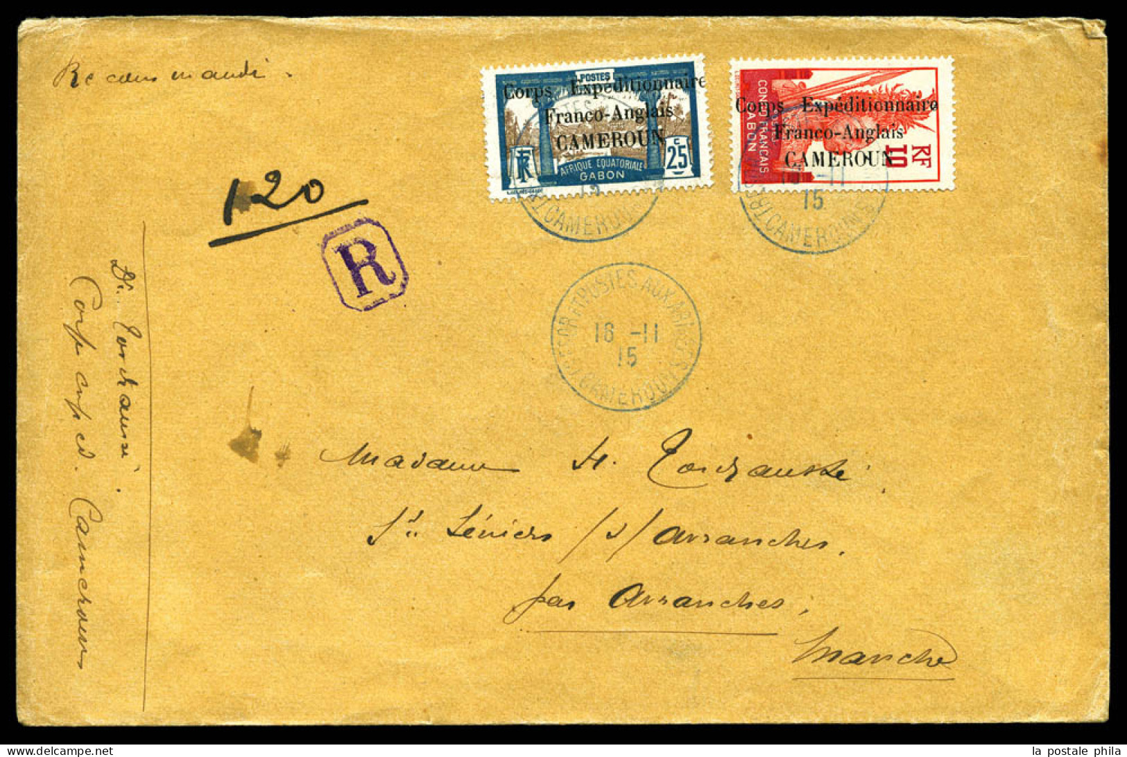 N° 42 Et 44, 10c Rouge Et Carmin Et 25c Bleu Et Brun, Surchargés 'Corps Expeditionnaire Franco-Anglais CAMEROUN' Obl Càd - Covers & Documents