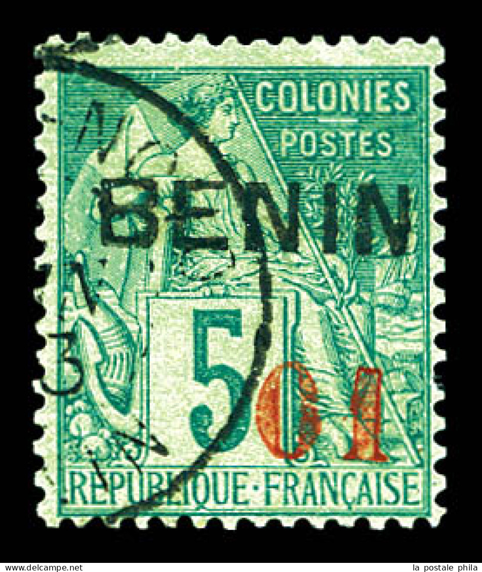 N°14, 01 Sur 5c Vert. TTB (certificat)  Qualité: Oblitéré  Cote: 350 Euros - Used Stamps