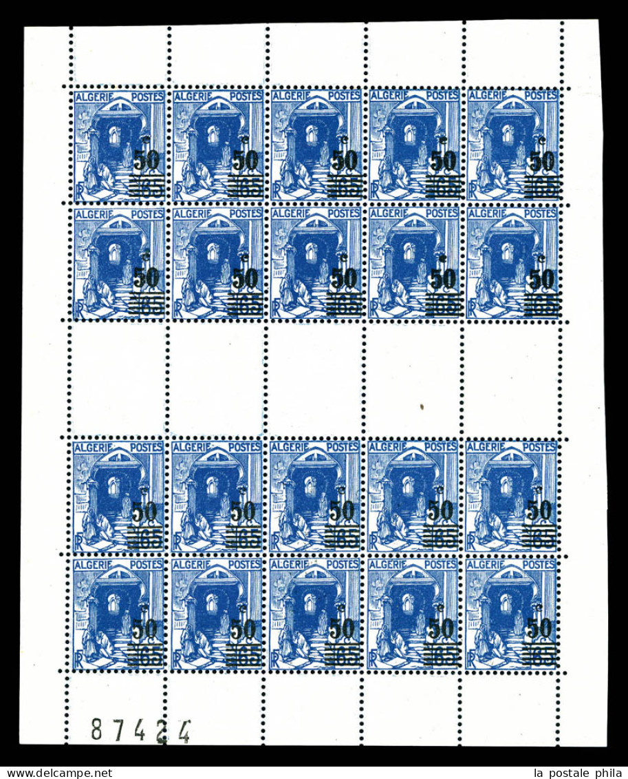 N°166-C1, 50c Sur 65c Rue De La Casbah, Bloc De 20 Timbres Numéroté Provenant De Feuilles De Carnets Non Confectionnés.  - Neufs