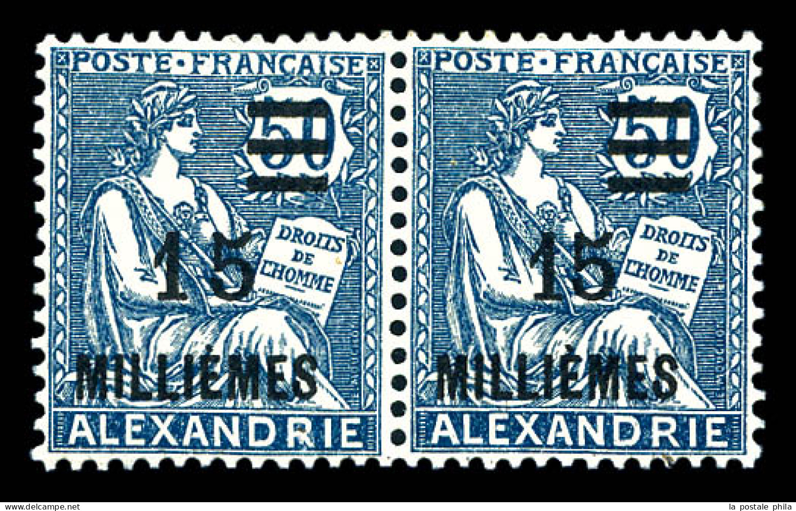 N°71a, 15m Sur 50c Bleu: Chiffres Espacés Tenant à Normal. TB  Qualité: *  Cote: 120 Euros - Unused Stamps