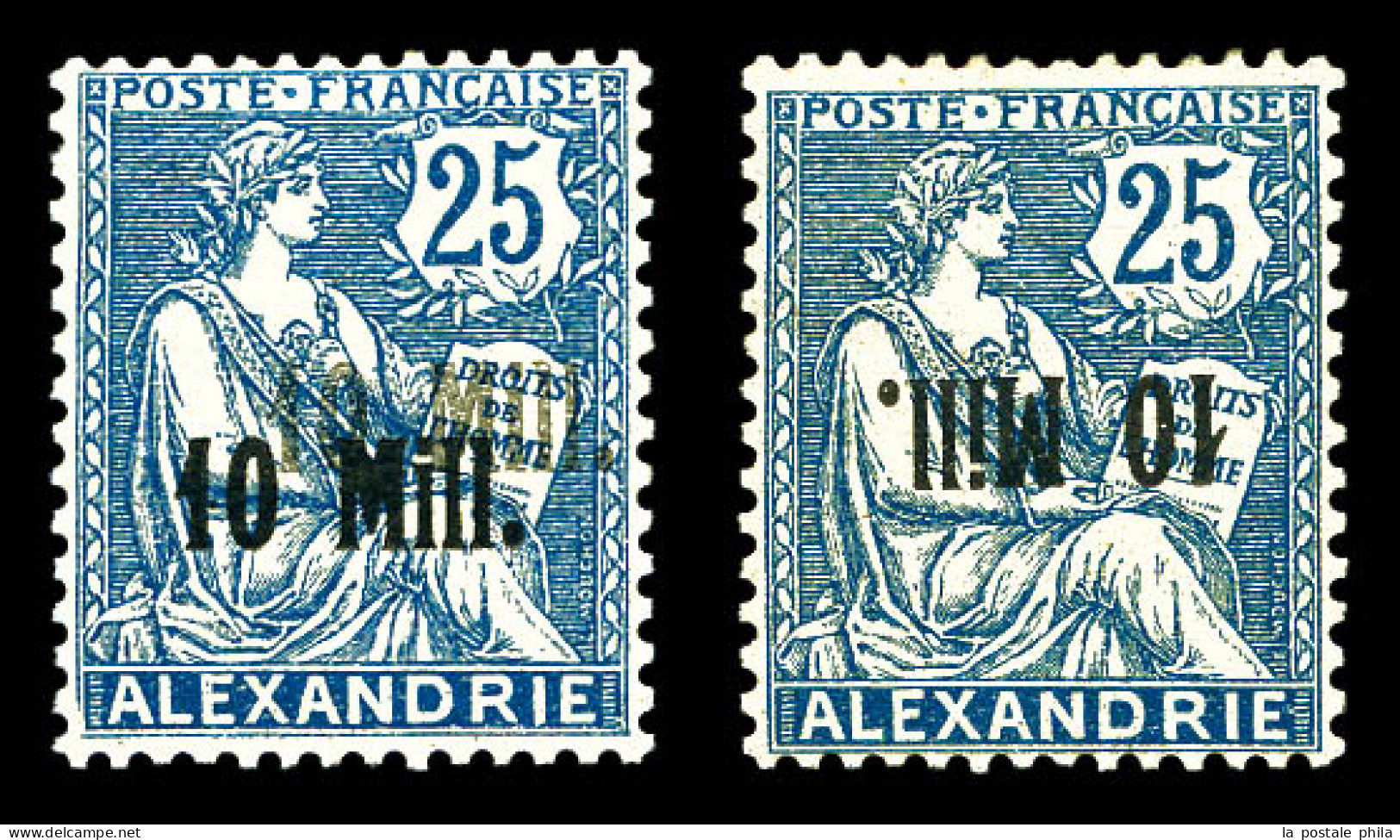 N°42a/b, 10m Sur 25c Bleu: Double Surcharge Et Surcharge Renversée, Les 2 Ex TB  Qualité: *  Cote: 140 Euros - Unused Stamps