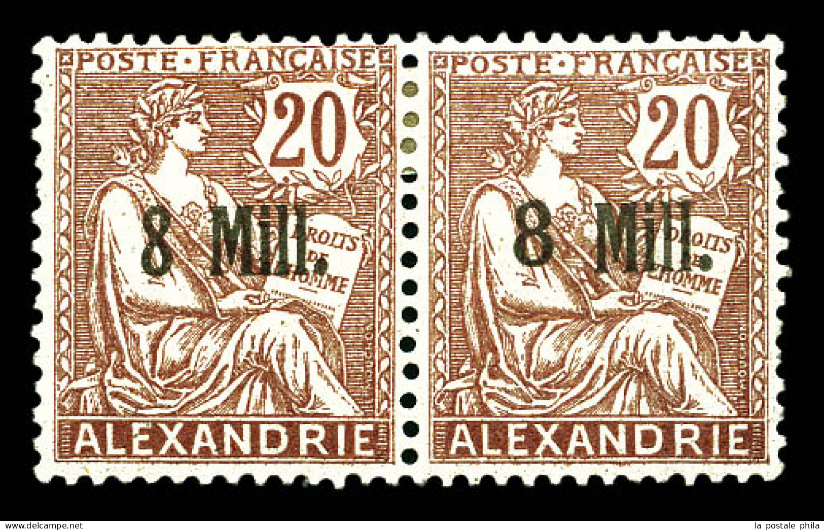 N°41aa, 8m Sur 20c Brun-rouge: Type I Et Type II Se Tenant. TTB  Qualité: *  Cote: 300 Euros - Unused Stamps