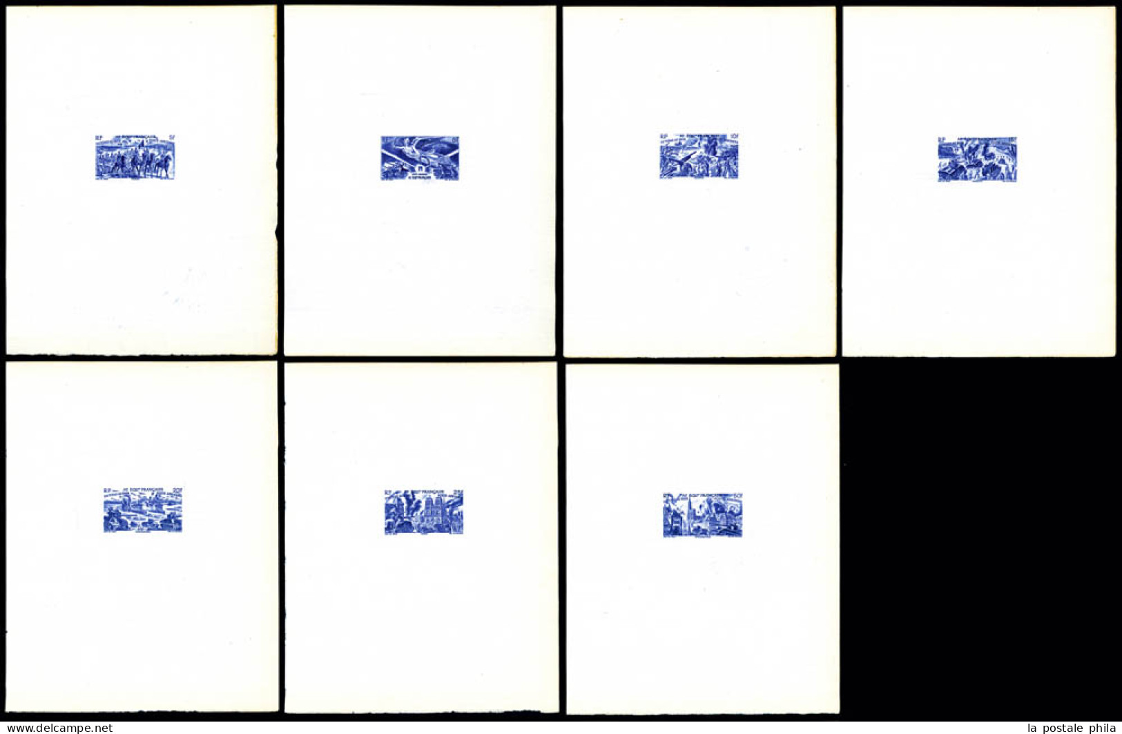 N°43/49, Série Tchad Au Rhin En 7 épreuves D'Artiste En Bleu Outremer Sur Papier Filigrané (17x 21,5 Cm), R.R.R (certifi - Neufs