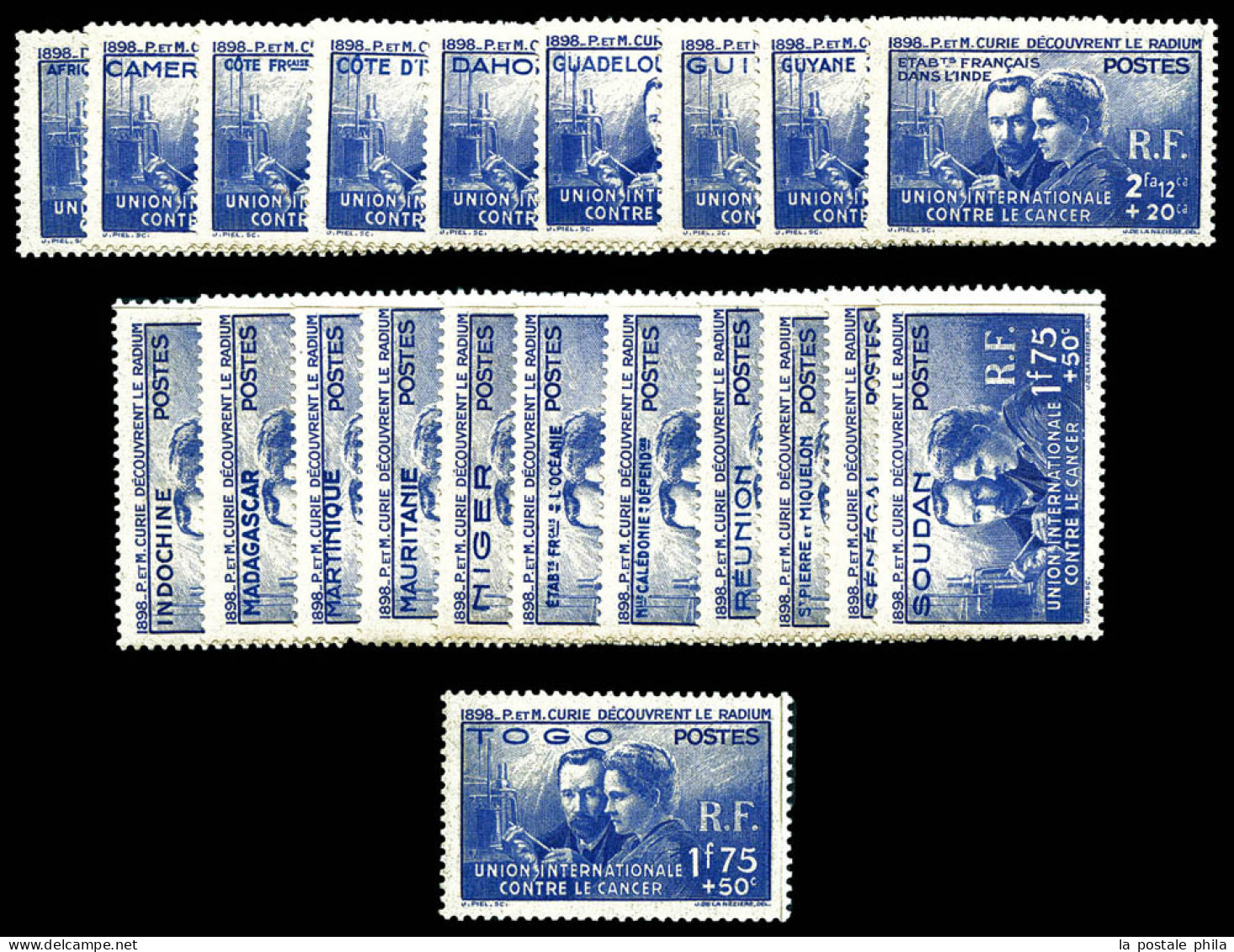 Série Pierre Et Marie Curie, Les 21 Valeurs TB  Qualité: *  Cote: 404 Euros - 1938 Pierre Et Marie Curie