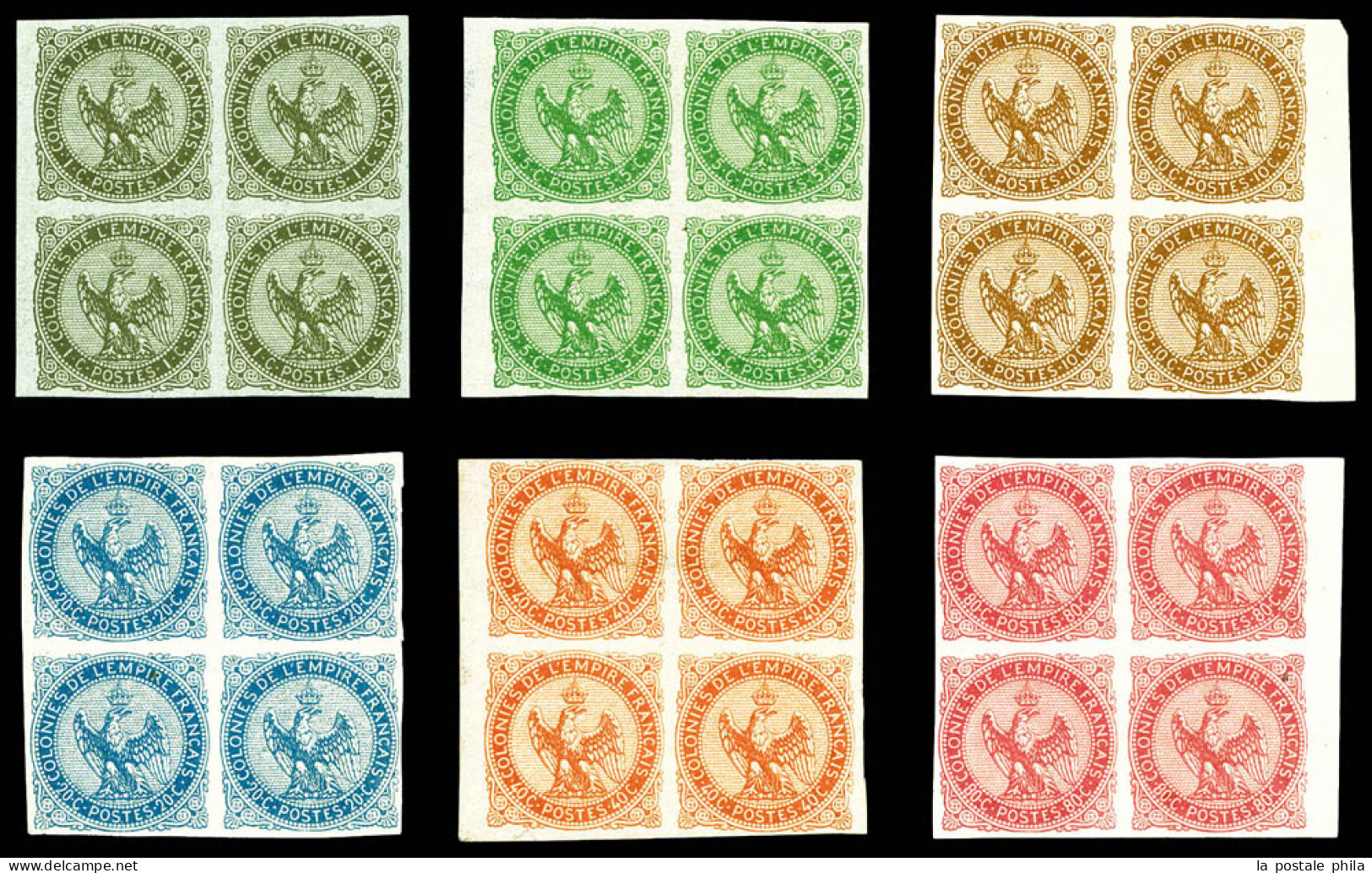 N°1/6, Série Aigle En Bloc De Quatre (N°3/4/5*), Fraîcheur Postale, SUP (certificat)  Qualité: **  Cote: 1896 Euros - Aigle Impérial