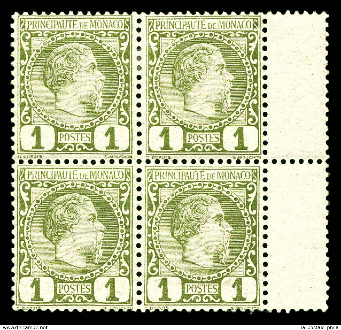 N°1, 1c Charles III En Bloc De Quatre Bdf, Très Bon Centrage (2ex*), TTB  Qualité: **   - Unused Stamps