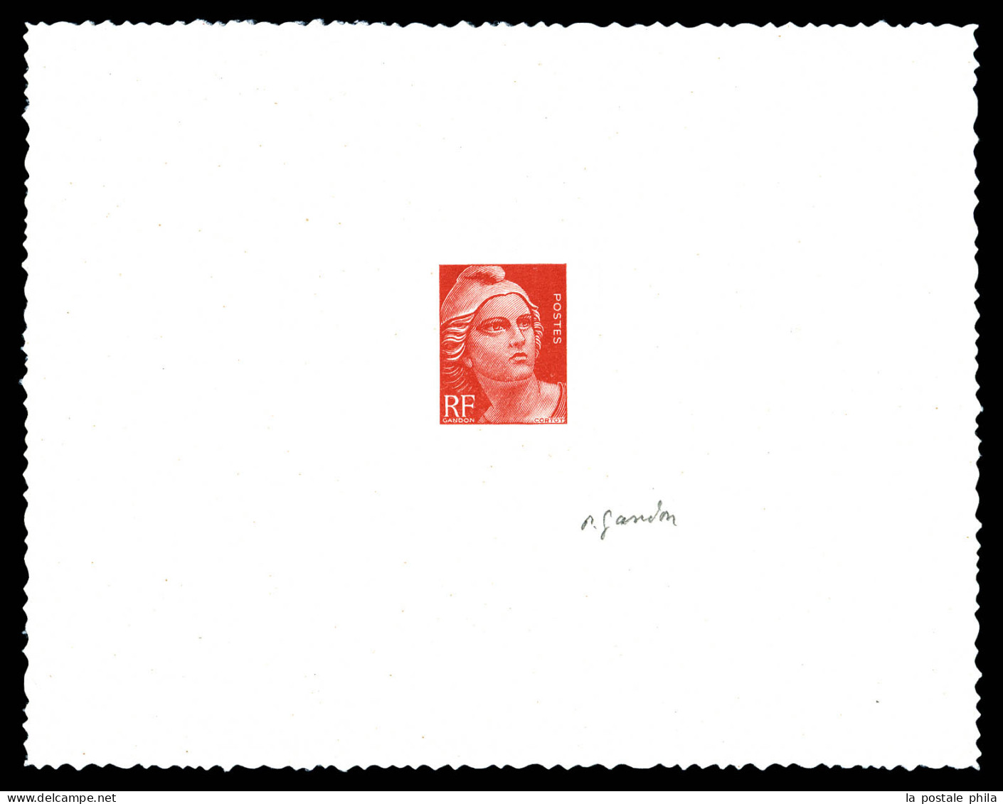 1945, Marianne De Gandon: épreuve En Rouge Non émise Gravée Par COROT. SUPERBE. R.R. (certificat)  Qualité: (*)   - Artist Proofs