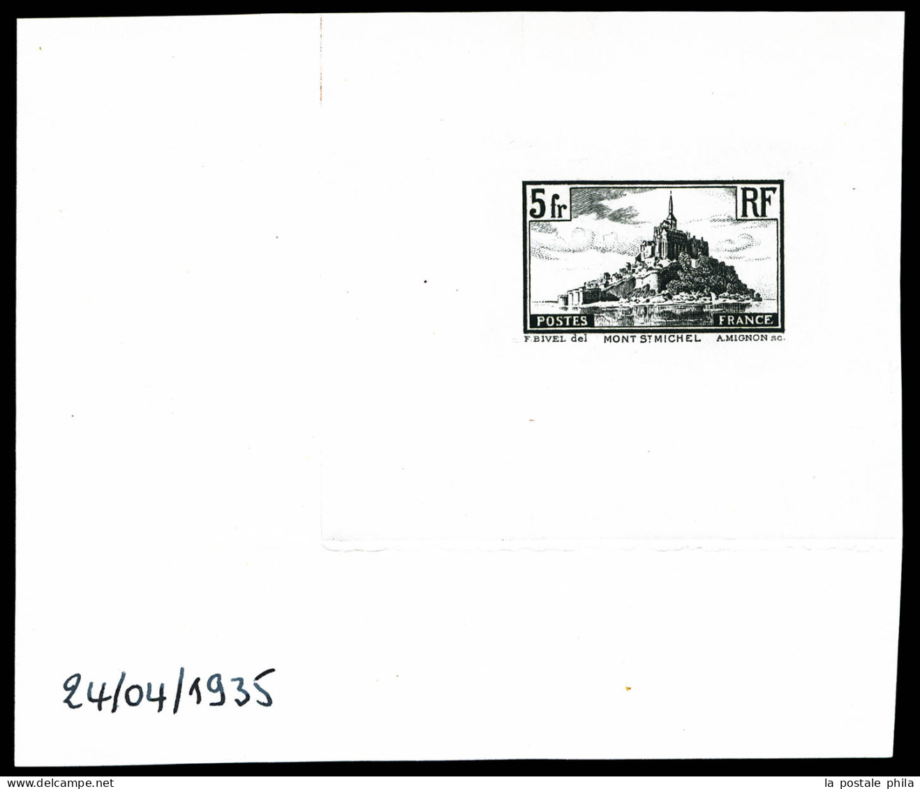 N°260, Mont St Michel: Epreuve En Noir Datée Du 24/4/1935, RRE (certificat)  Qualité: (*)   - Epreuves D'artistes