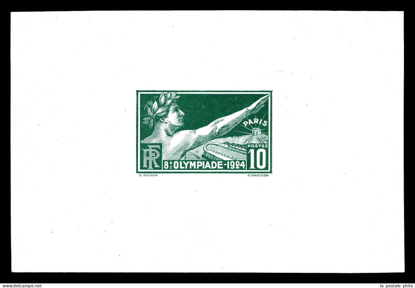 N°183, JO De Paris 1924, 10c Athlète, épreuve En Vert Sur Feuillet. TB (certificat)  Qualité: (*)   - Epreuves D'artistes