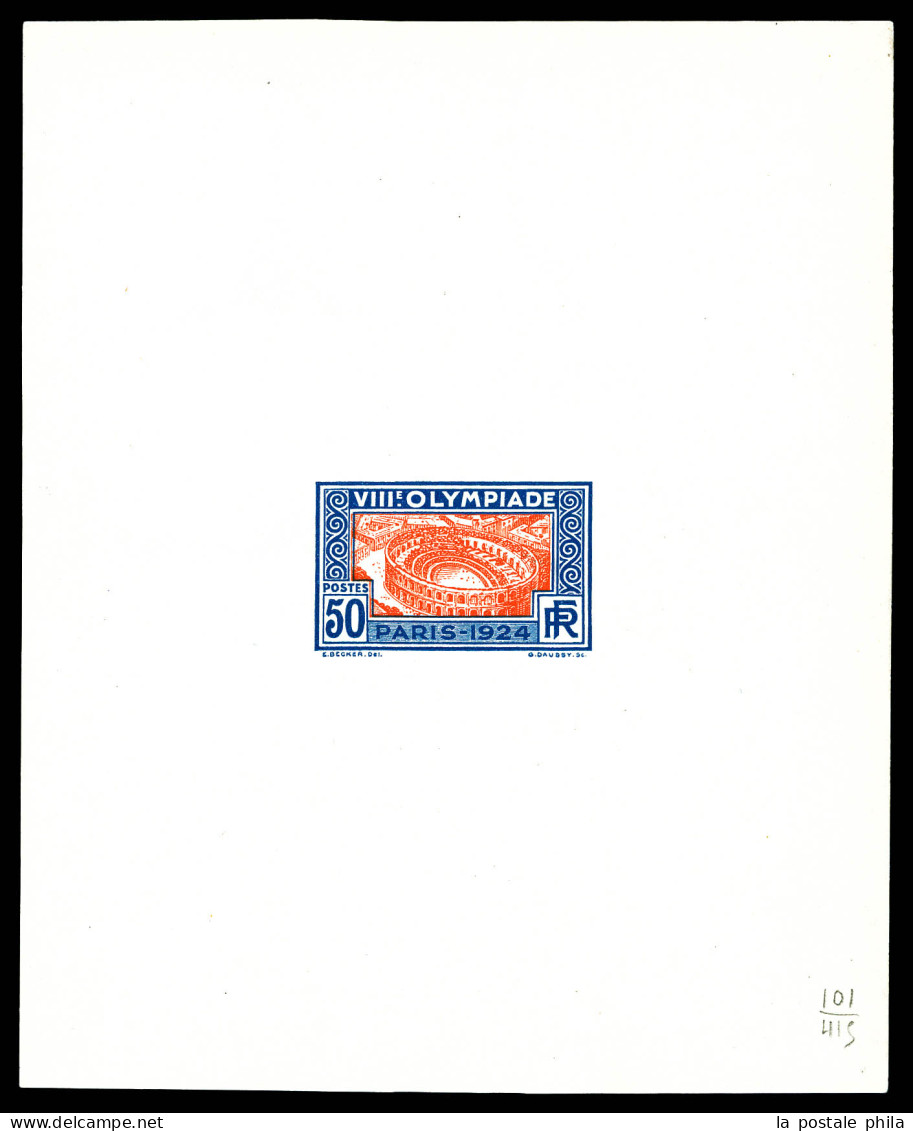 N°186A, (N°Maury), Non émis, Arènes De Nimes De 1924, épreuve D'atelier En Bleu Et Orange. SUP. R. (signé Brun/certifica - Epreuves D'artistes