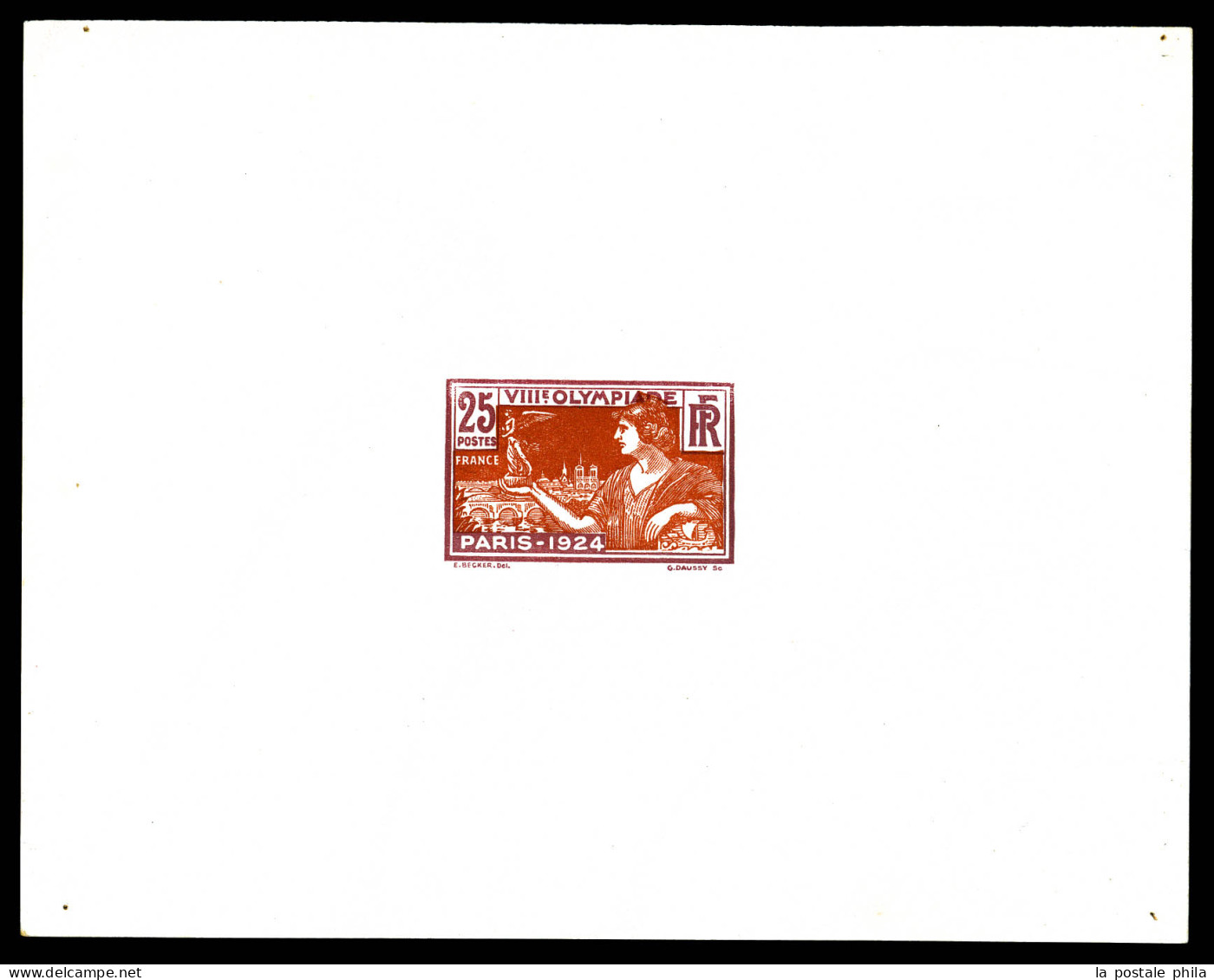N°184, 25c Jeux Olympiques De Paris 1924: Epreuve Bicolore En Rouge Et Brun-rouge. SUPERBE. R.R. (certificat)  Qualité:  - Epreuves D'artistes