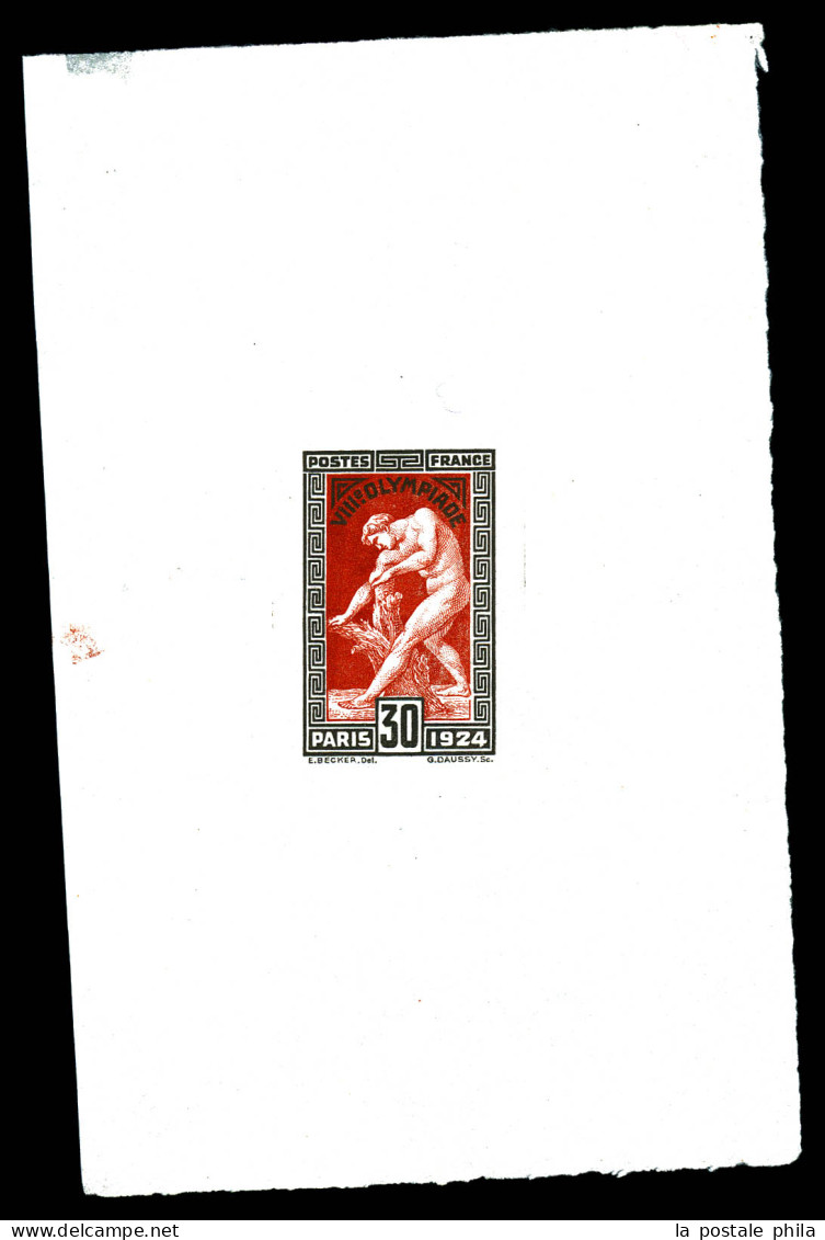 N°185, JO Paris 1924, 30c Milon De Crotone, épreuve Dans La Couleur (noir Et Rouge). SUP. R.R. (signé Brun/certificat)   - Artistenproeven