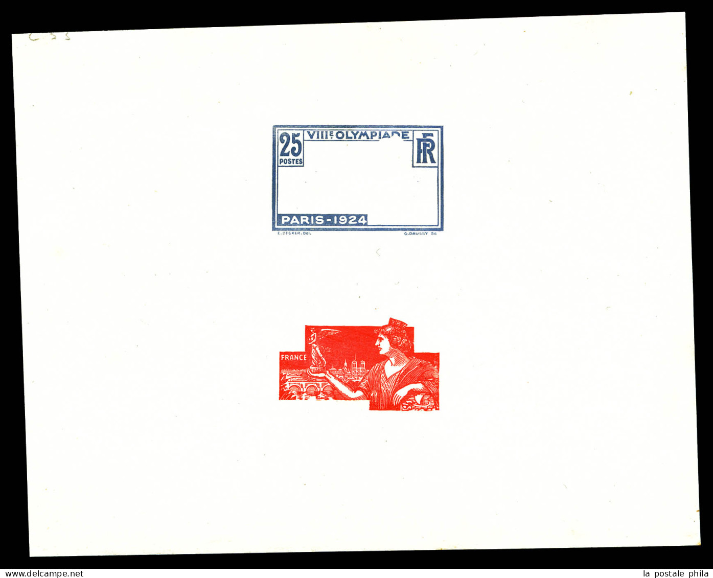 N°184, 25c Jeux Olympiques De Paris 1924: Epreuve De Décomposition En Bleu Gris Et Rouge Sur Papier Gommé. SUP. R.R. (ce - Prove D'artista