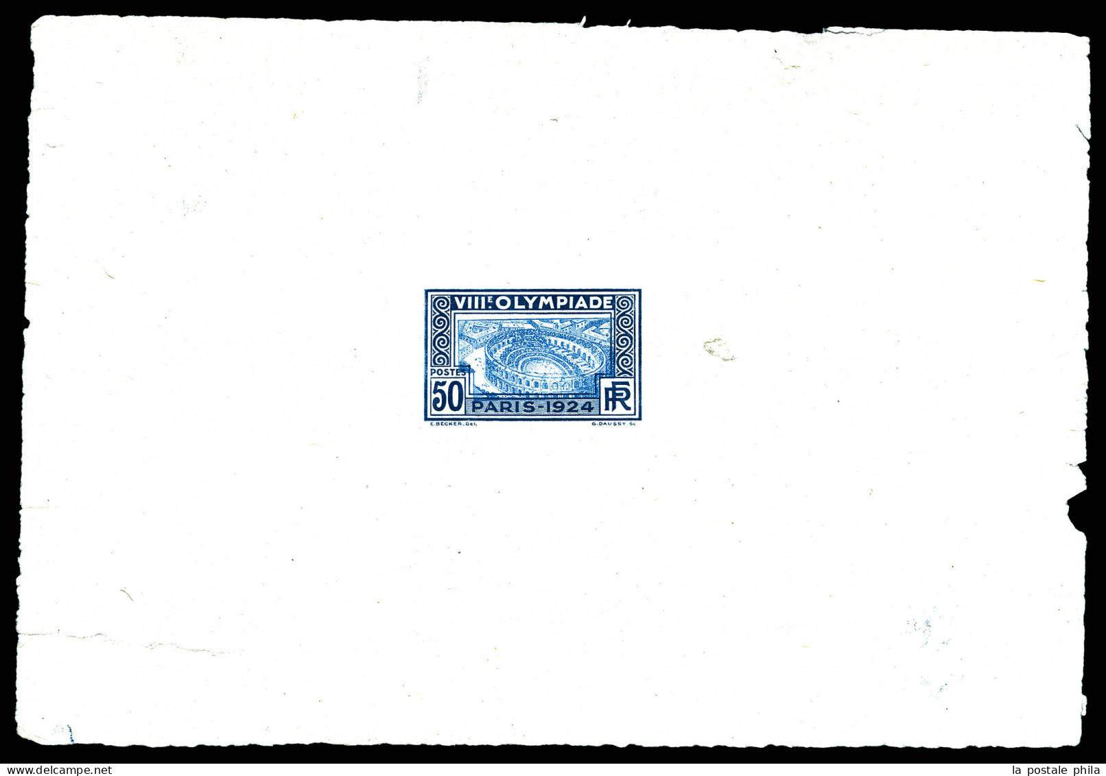 N°186A, (N°Maury), Non émis, Arènes De Nimes De 1924, épreuve D'atelier En Bleu-noir Et Bleu-ciel. SUP. R. (certificat)  - Artist Proofs