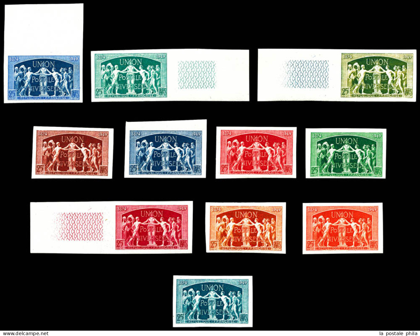 N°852, 25F U.P.U, 11 Exemplaires De Couleurs Différentes. SUP (certificat)  Qualité: **   - Color Proofs 1900-1944